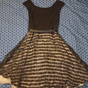 Black Flare out Mid Length Dress